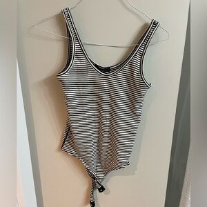 Lulu’s new worn black and white stripe bodysuit!! Small